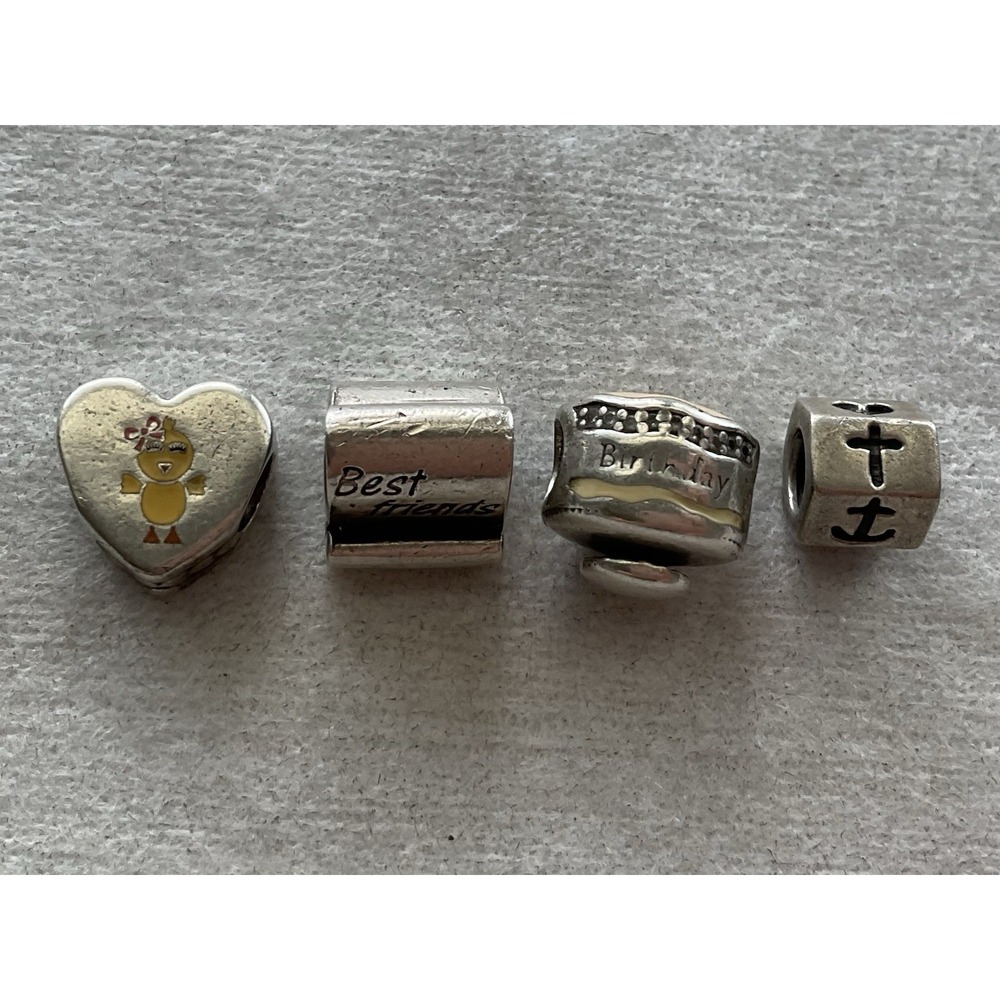 Pandora Lot Of 4 ALE 925 Sterling Silver Charm Best Friends Happy Birthday Ect